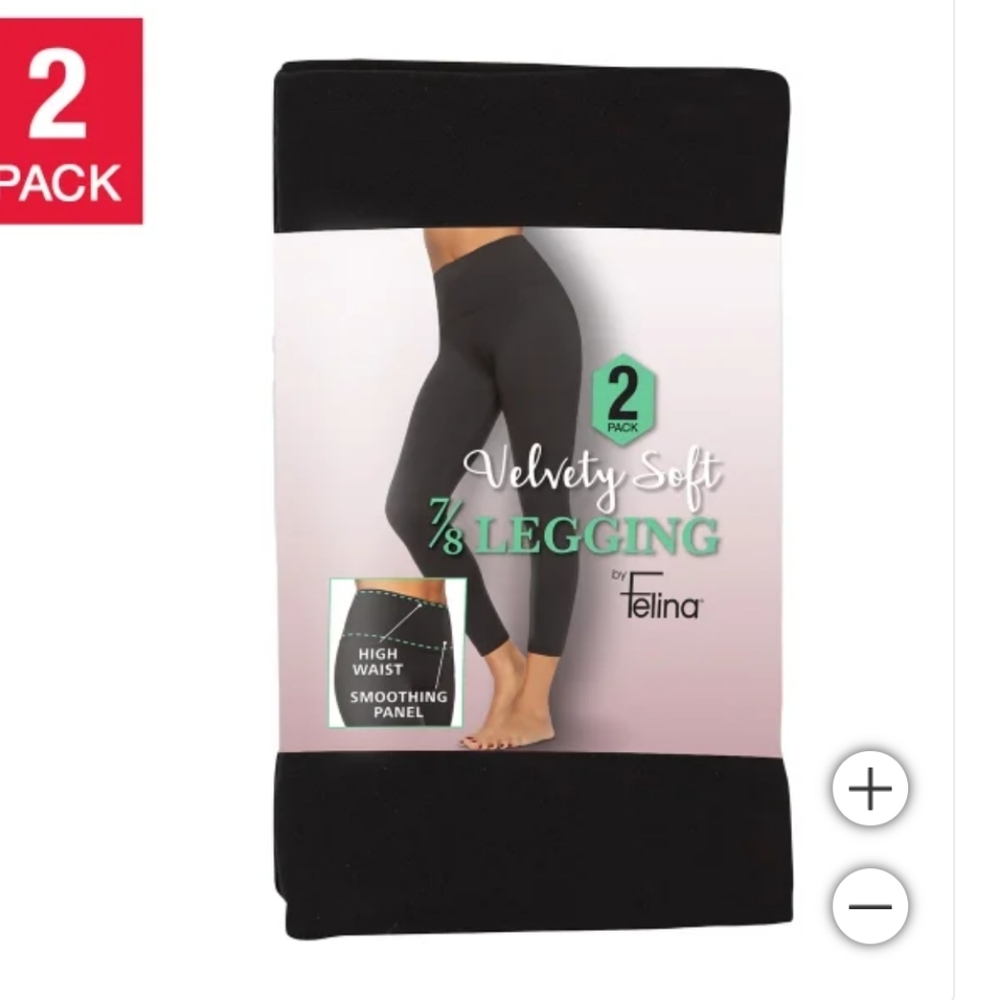 NWT Felina‎ Women's Velvety Soft Legging, 2-pack